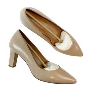 Cole Haan Mylah Pumps Heels Women's 8.5 Nude Leather Pointed Toe Career Classic